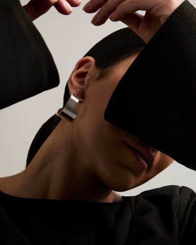 Rotto Hoop Earrings, 925 Sterling Silver Plated