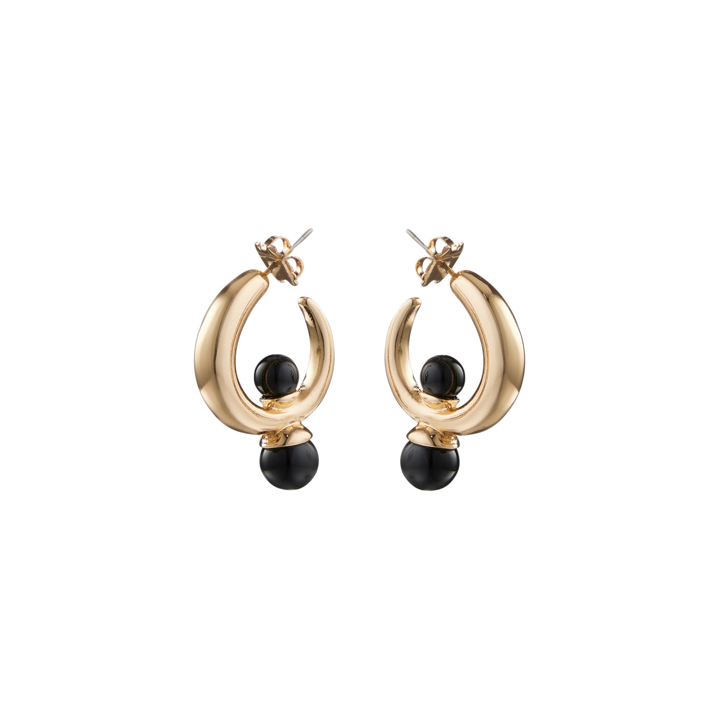 PORTHOS HOOP EARRINGS, Gold & Black