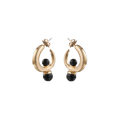 PORTHOS HOOP EARRINGS, Gold & Black