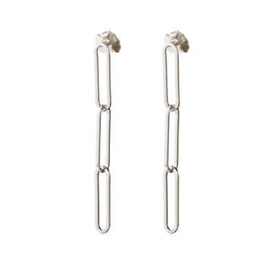 PAPERCLIP CHAIN EARRINGS, Silver