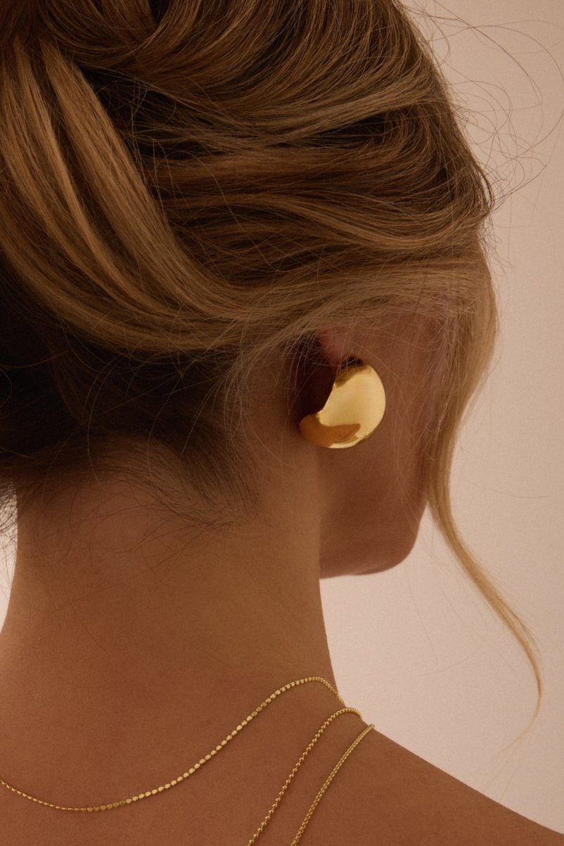 PALLINA GRANDE STUDS, 14K Gold Plating