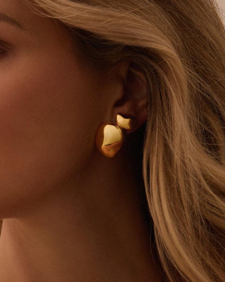 FAVA PICCOLA STUDS, 14K Gold Plating