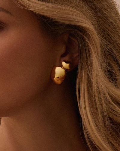 FAVA PICCOLA STUDS, 14K Gold Plating
