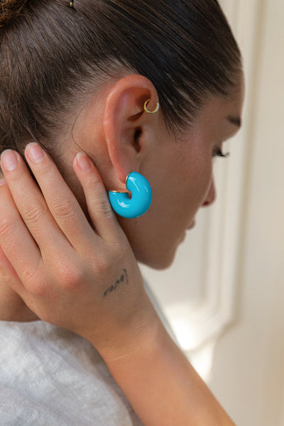 Ciambella Hoop Earrings, Turquoise