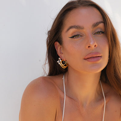 Nelli Pearl Hoop Earrings, 18KT Gold Plated & Pearls
