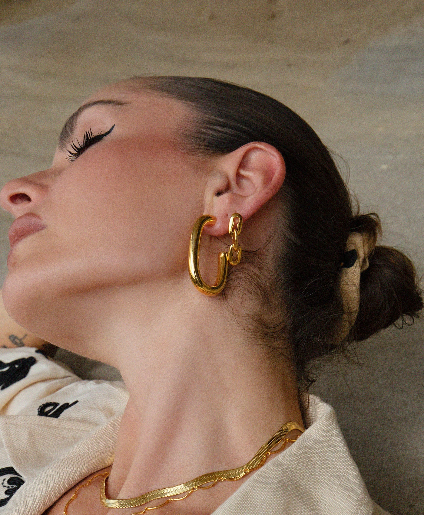 Oval Hoop Earrings, 18KT Gold Plating
