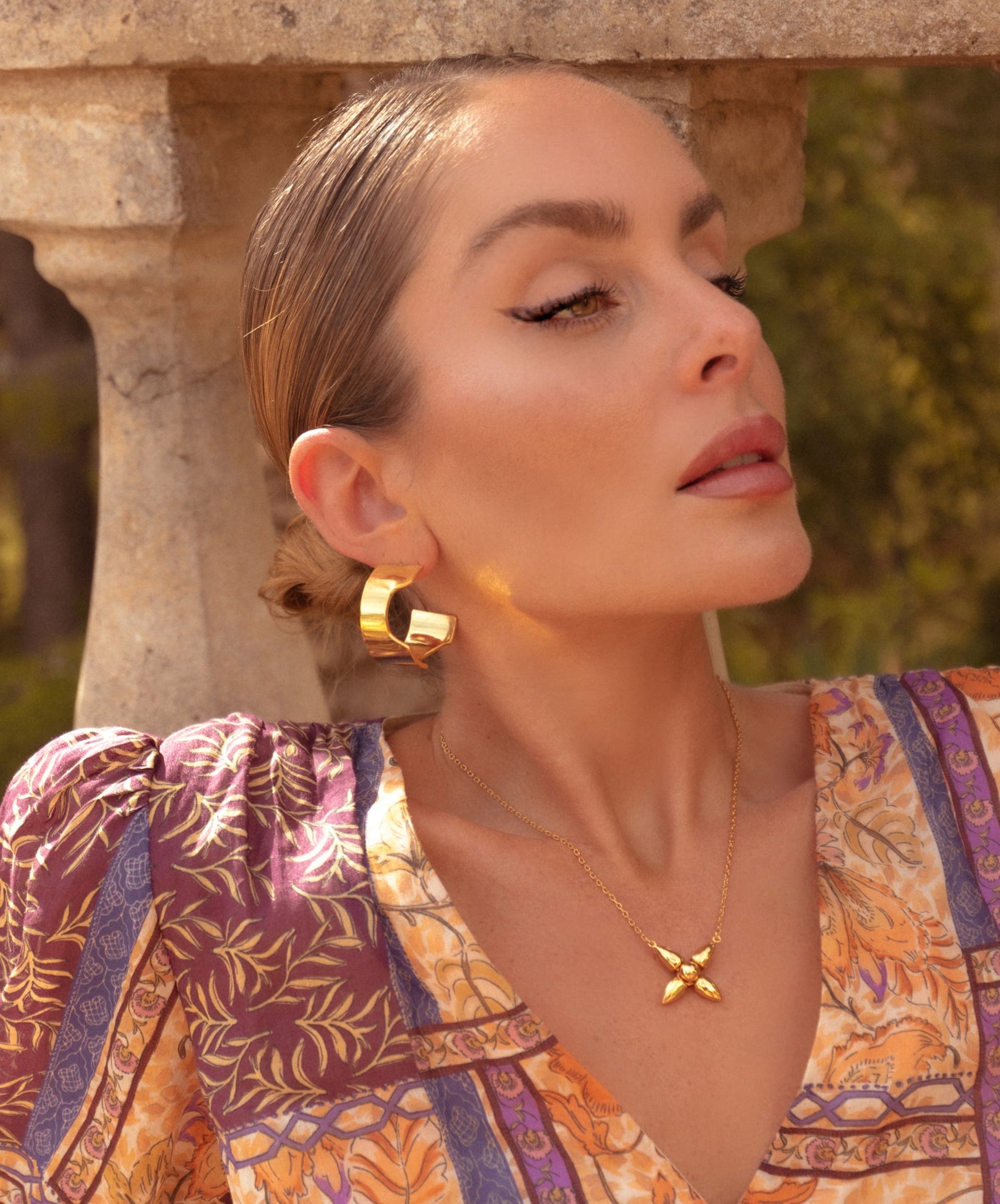 Rotto Hoop Earrings, 18KT Gold Plated