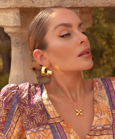 Rotto Hoop Earrings, 18KT Gold Plated