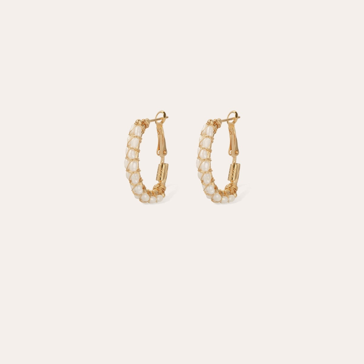 Lyre hoop earrings - White