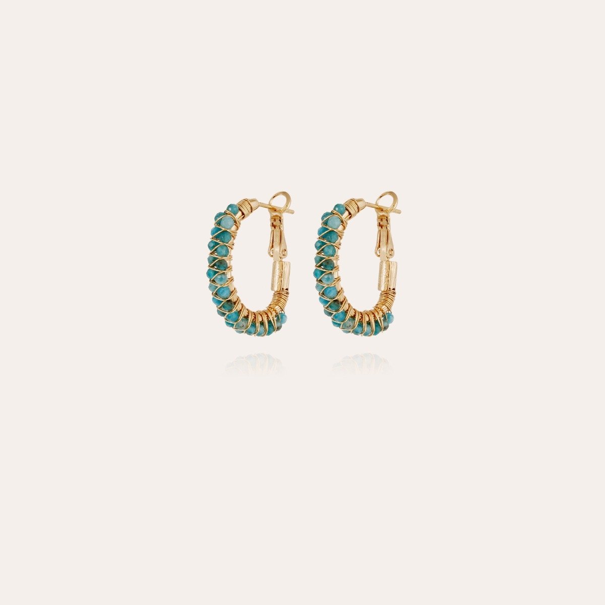 Lyre hoop earrings - Blue Apatite
