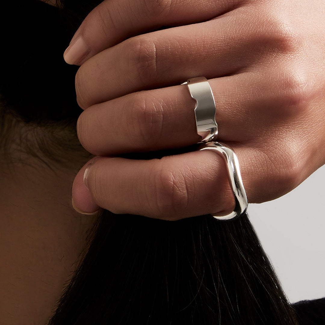 Rotto Ring Set, 925 Silver Plated