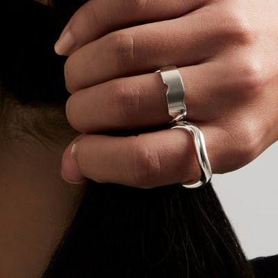 Rotto Ring Set, 925 Silver Plated