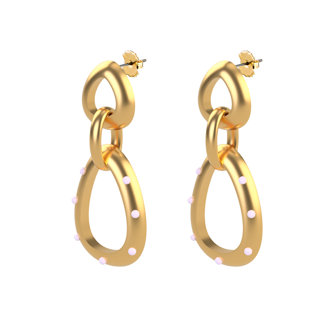 OSCAR STATEMENT EARRINGS, Matt Gold & Pink