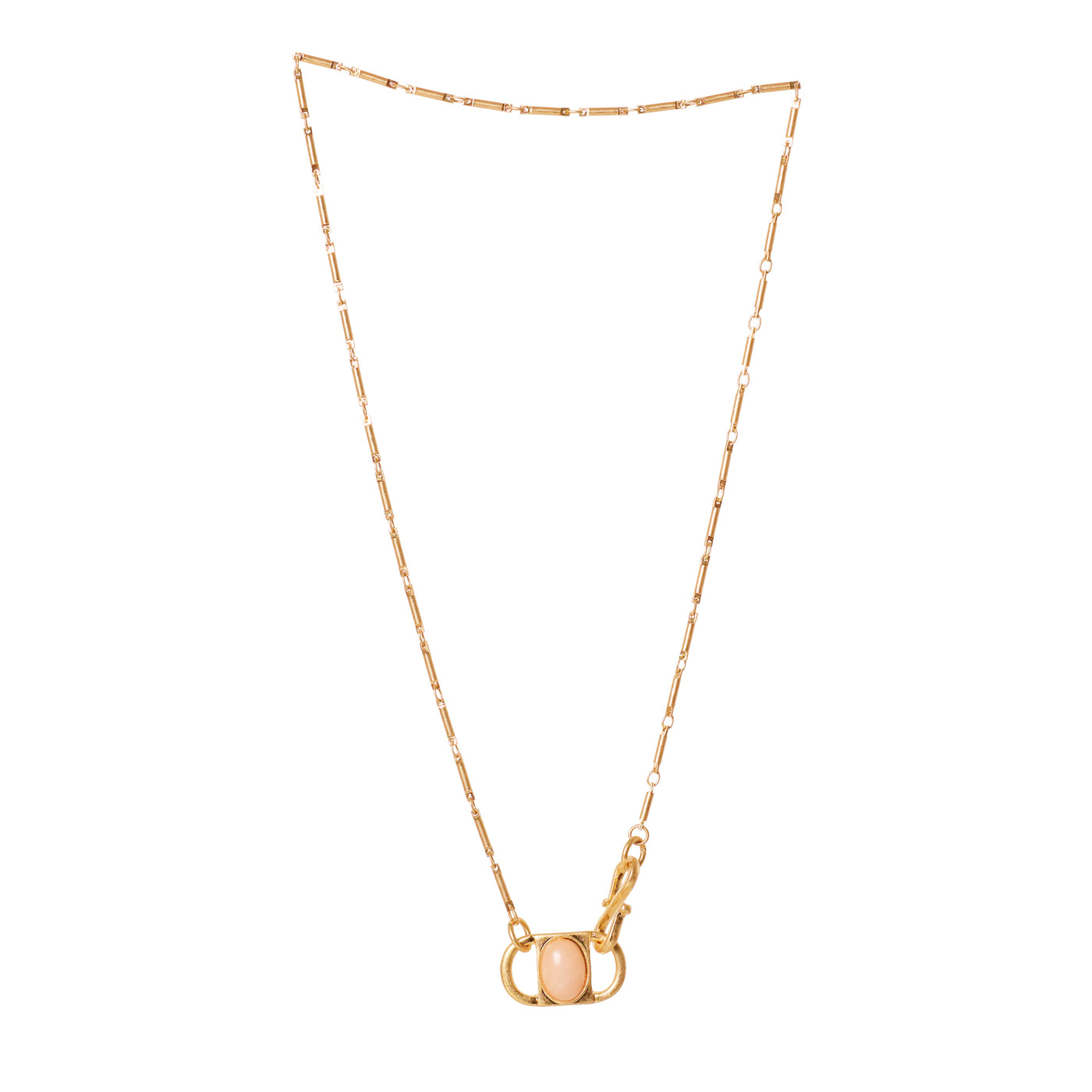 Rosetta Semi-Precious Necklace - Vintage Gold & Rose Pink Stone